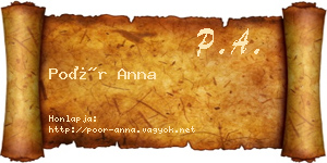 Poór Anna névjegykártya