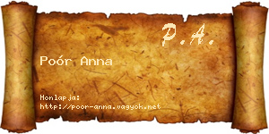 Poór Anna névjegykártya
